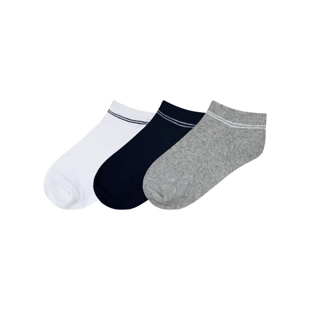 Energiers Set of Children's Low Socks (3 Pairs) – White, Blue and Gray