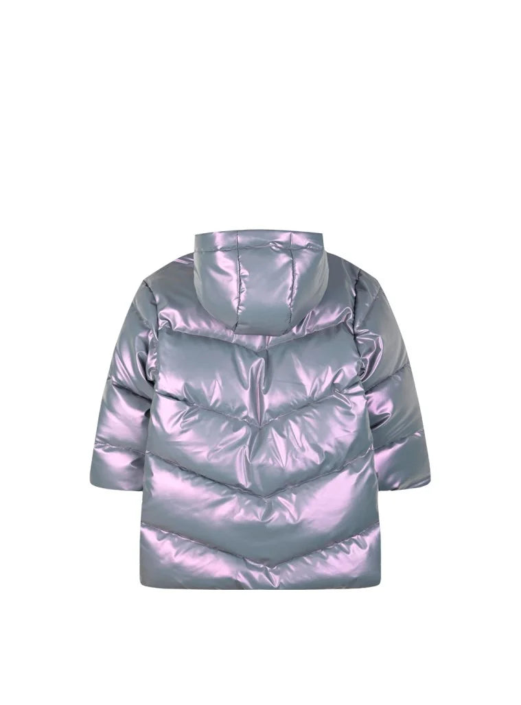 Ιριδίζον μεταλλιζέ παιδικό μπουφάν Energiers με κουκούλα – πίσω όψη.