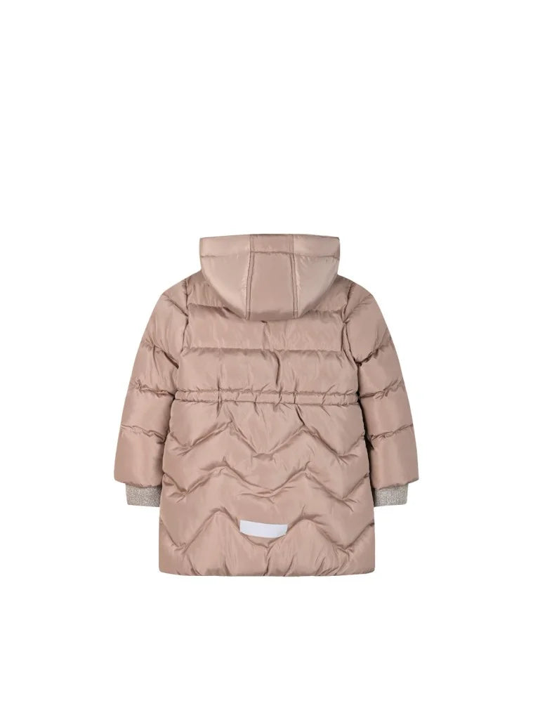 Παιδικό μακρύ μπουφάν parka Energiers σε ταμπά χρώμα με κουκούλα – πίσω όψη.