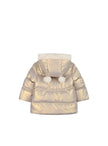 Βρεφικό μεταλλιζέ μπουφάν Energiers σε σαμπανί χρώμα με κουκούλα – πίσω όψη.