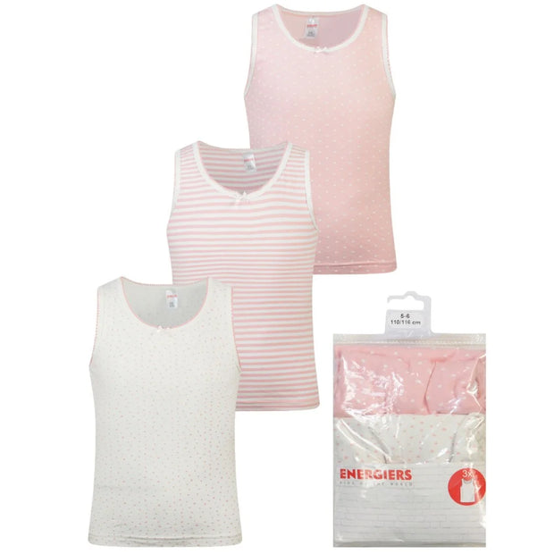 Energiers Set of 3 Kids' Energiers T-Shirts with Designs and Stripes - Pink and White 