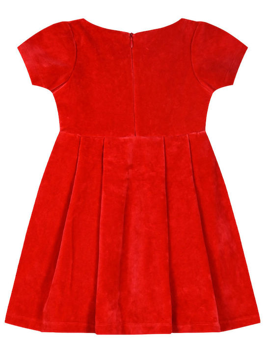 Πίσω όψη κόκκινου παιδικού φορέματος Energiers από βελούδο