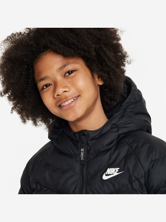 Nike παιδικό μαύρο puffer μπουφάν με κουκούλα FN7730-010