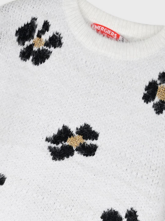 Παιδικό πουλόβερ Energiers εκρού με λουλούδια σε μαύρο και χρυσό χρώμα – μπροστινή όψη