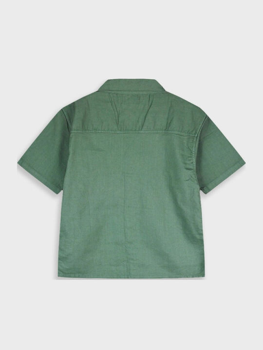 Παιδικό κοντομάνικο πουκάμισο Energiers χακί πράσινο του δάσους με τσέπη