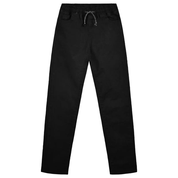  Μαύρο παντελόνι για αγόρια με κορδόνια στη μέση, μοντέρνο σχέδιο.
