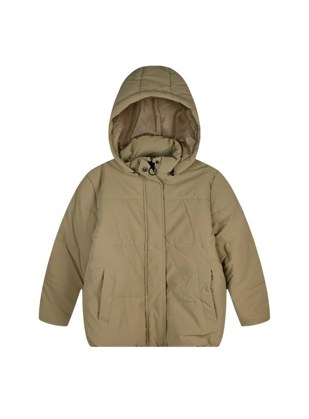 Μπεζ παιδικό μπουφάν για κορίτσια, πίσω όψη.