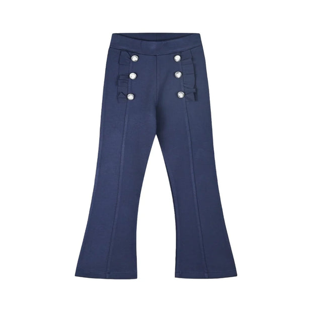 Μπλε παιδικό παντελόνι καμπάνα με κουμπιά και λεπτομέρειες φιόγκους