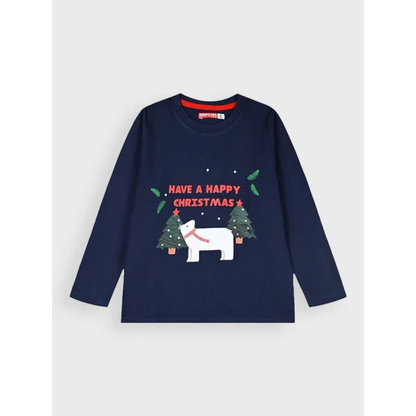 Παιδική μπλούζα Energiers με πολική αρκούδα και χριστουγεννιάτικη στάμπα σε μπλε σκούρο χρώμα