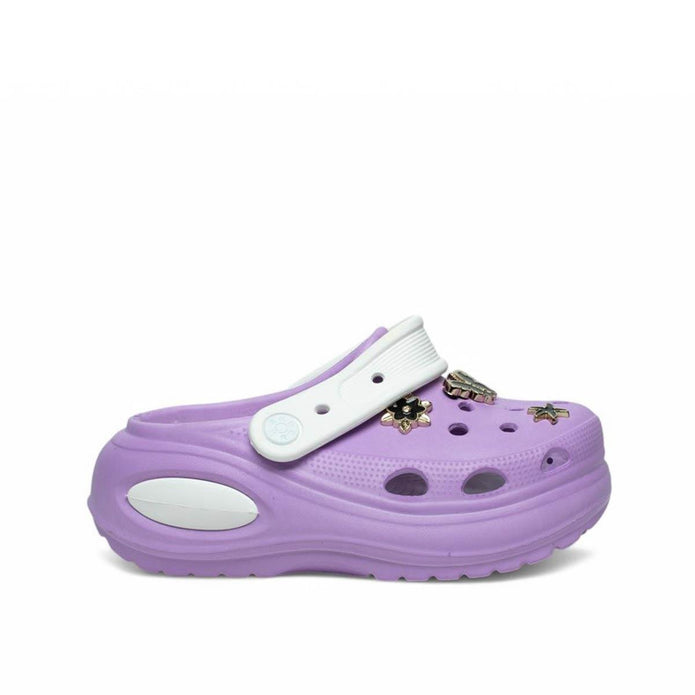 Παιδικές μωβ παντόφλες Twingo με charms και λευκό λουράκι
crocs