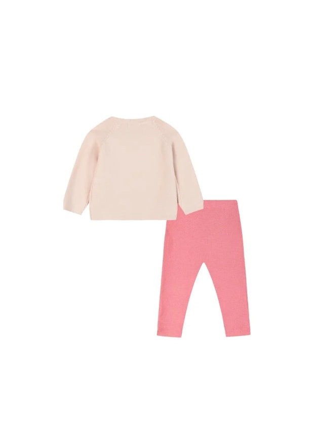 Πίσω όψη βρεφικού σετ Energiers με μακρυμάνικη μπλούζα και ροζ παντελόνι
